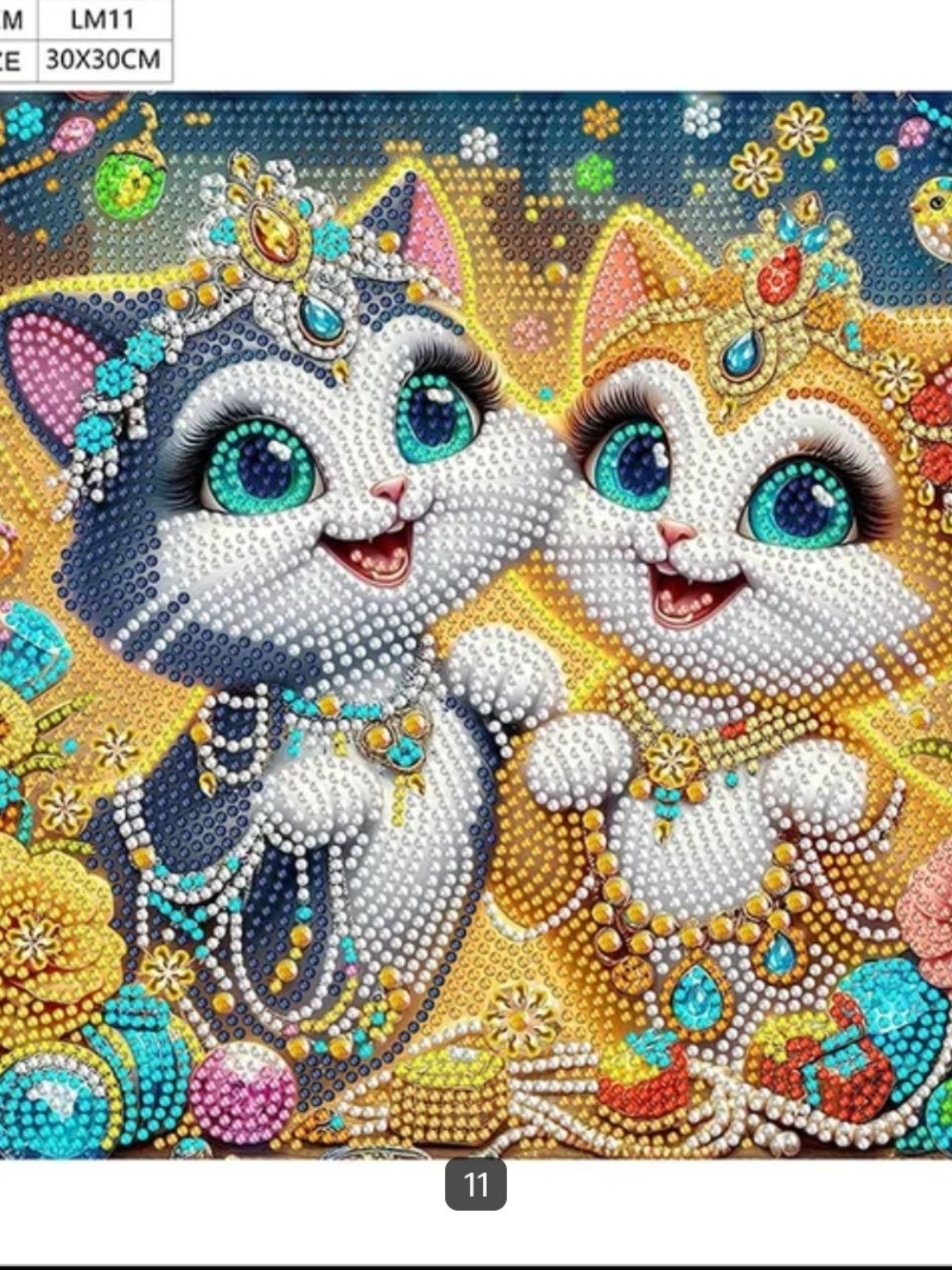 Decorative Diamond Art Cat Kit – White & Gold